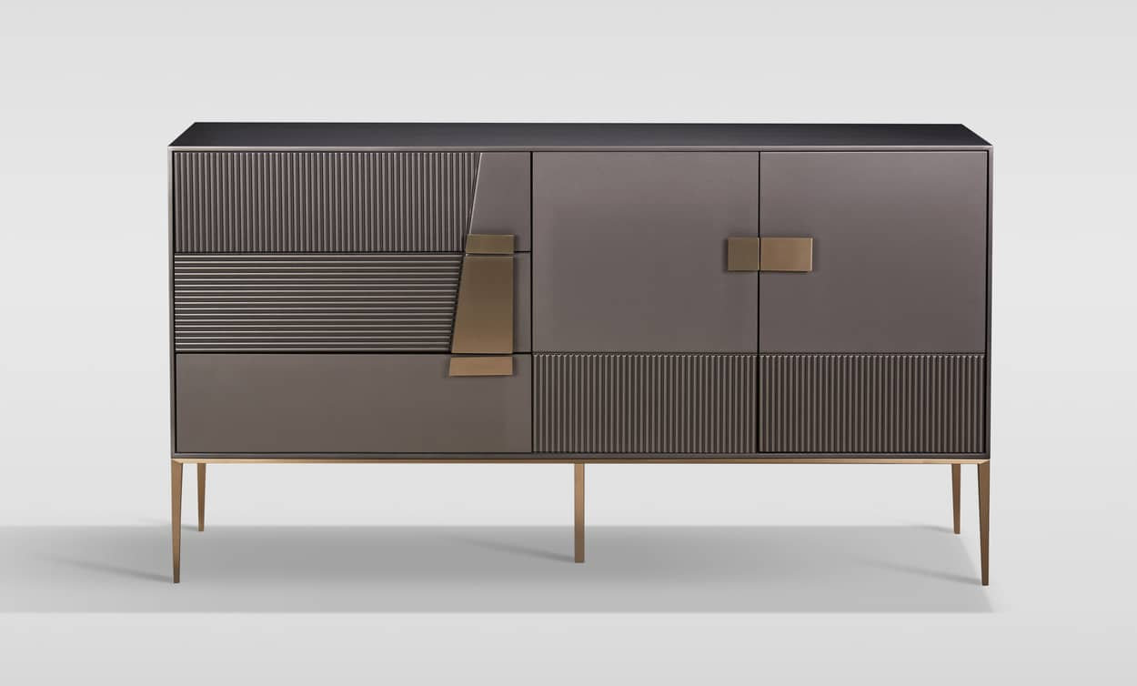 Komoda STILI, tamsaus grafito, 160x40x86 cm