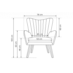 Fotelis GADO, jūros mėlynas, 76x78x100 cm