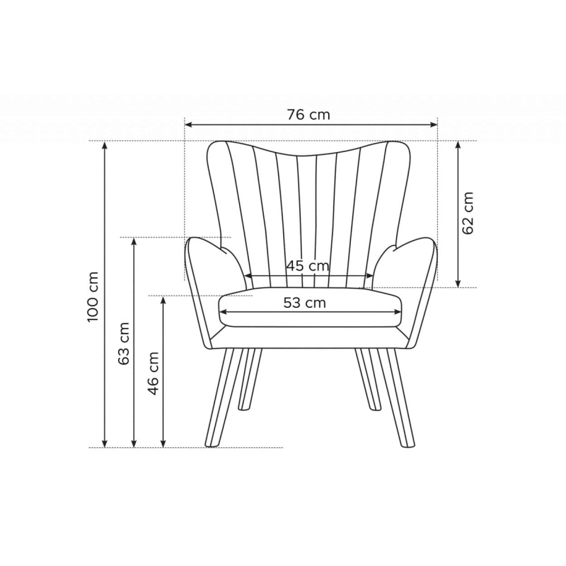Fotelis GADO, jūros mėlynas, 76x78x100 cm