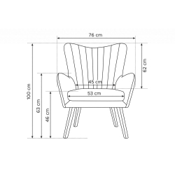 Fotelis GADO, medaus, 76x78x100 cm