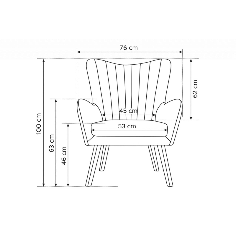 Fotelis GADO, medaus, 76x78x100 cm