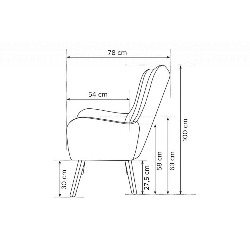 Fotelis GADO, medaus, 76x78x100 cm