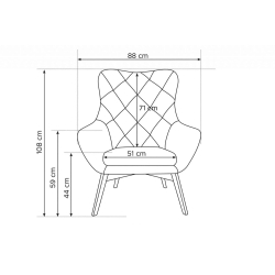 Fotelis RAMO, rudas, 88x88x108 cm