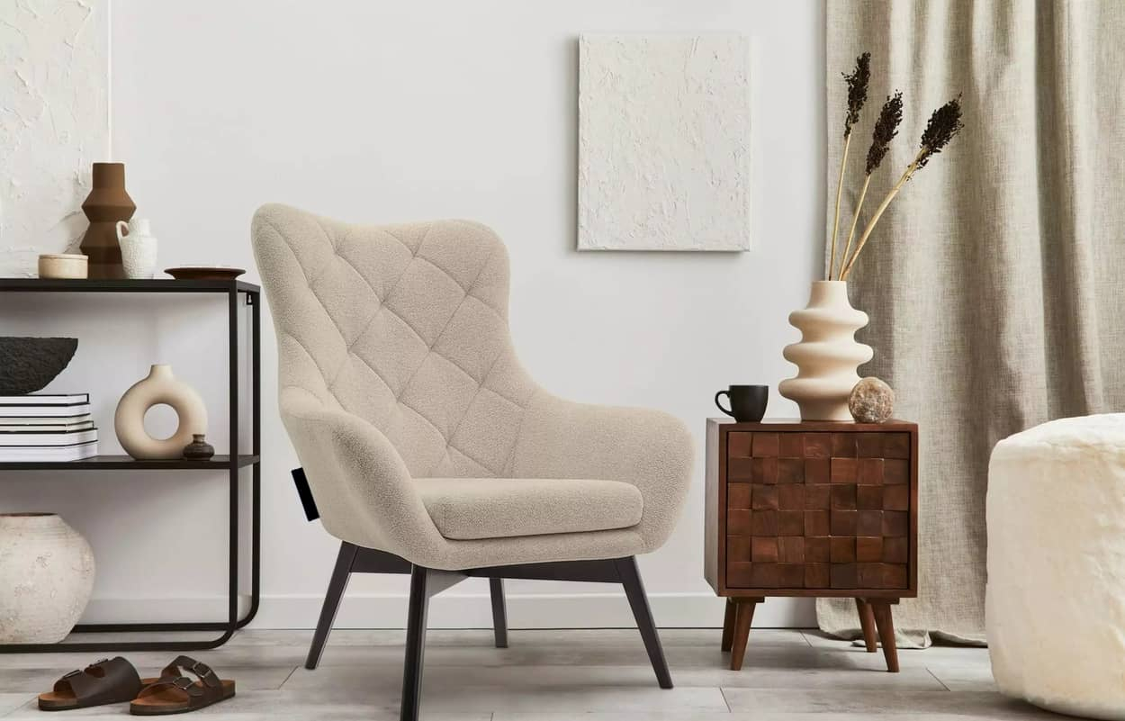 Fotelis RAMO, smėlio, 88x88x108 cm