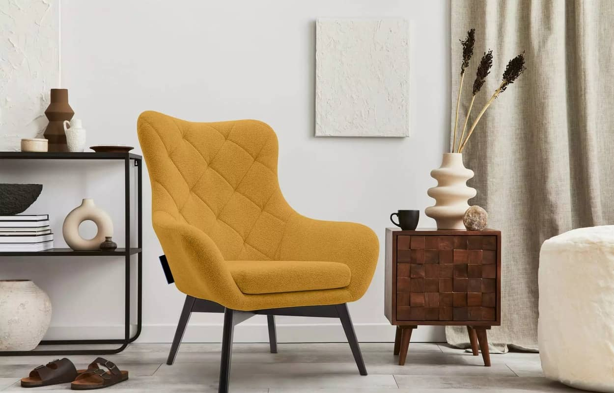 Fotelis RAMO, geltonas, 88x88x108 cm