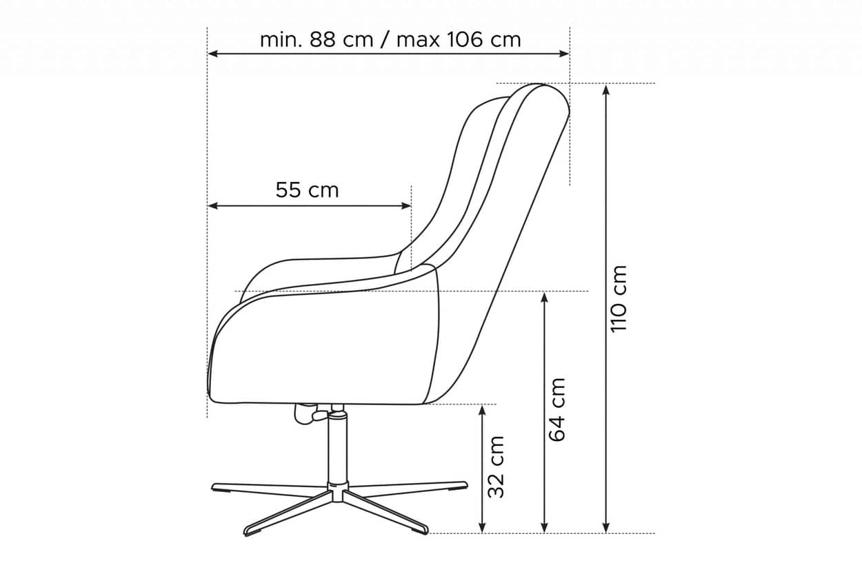 Biuro kėdė QUARO, ruda, 88x88x110 cm.
