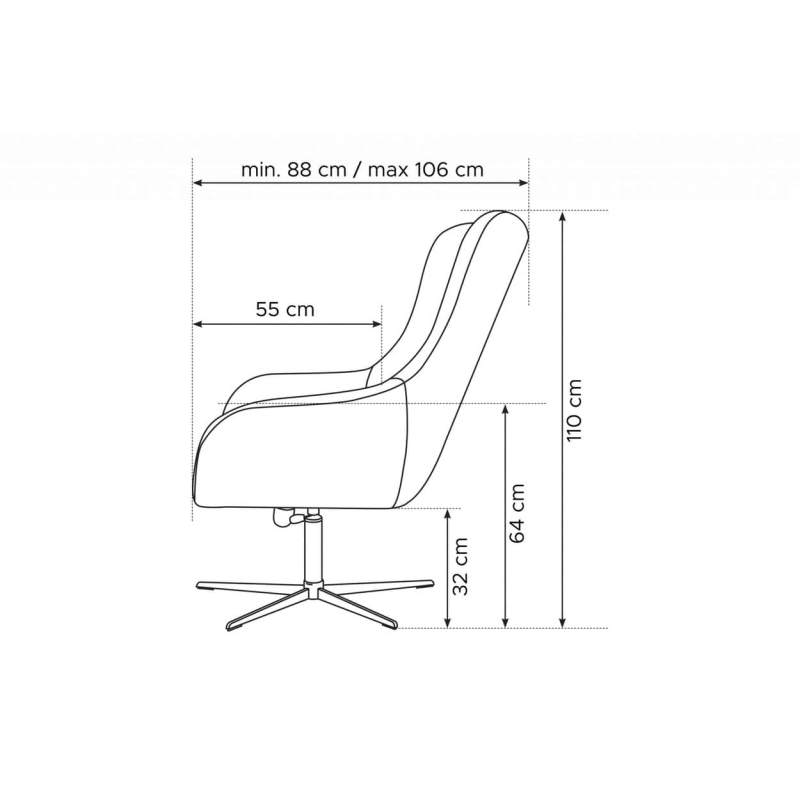 Biuro kėdė QUARO, šviesiai pilka, 88x88x110 cm.