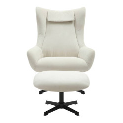 Biuro kėdė su pufu SF367, kreminė, 82x85x106 cm.