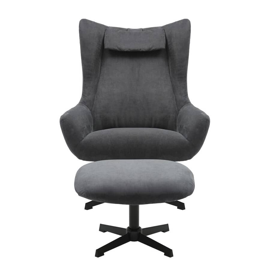 Biuro kėdė su pufu SF367, pilka, 82x85x106 cm.