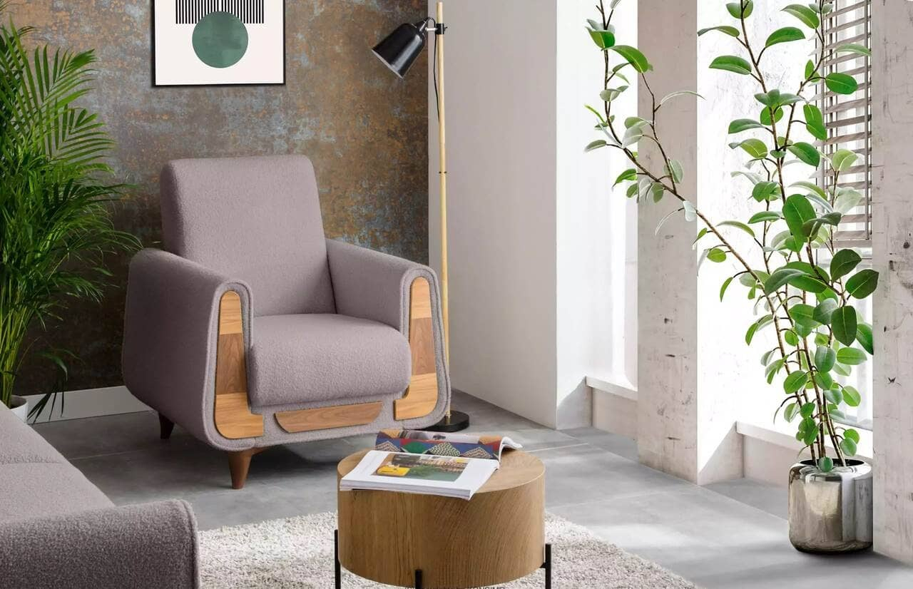 Fotelis GUSTA TEDDY, pilkas, 83x81x95 cm