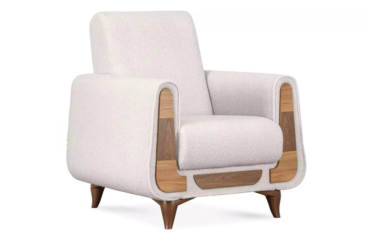 Fotelis GUSTA TEDDY, baltas, 83x81x95 cm