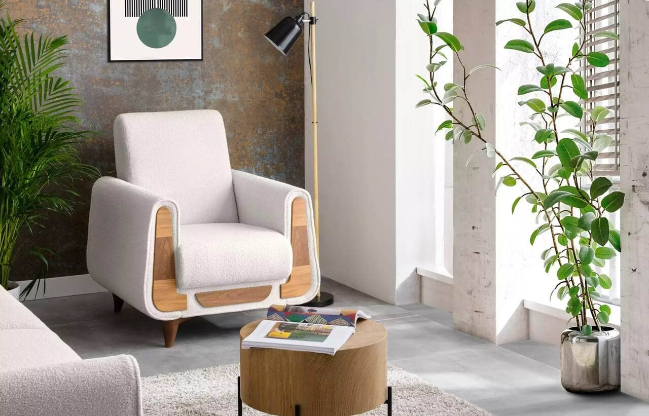 Fotelis GUSTA TEDDY, baltas, 83x81x95 cm