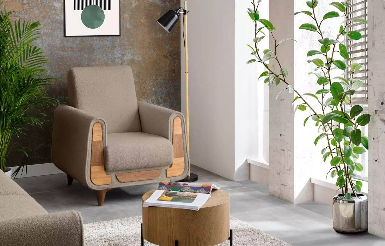 Fotelis GUSTA TEDDY, rudas, 83x81x95 cm