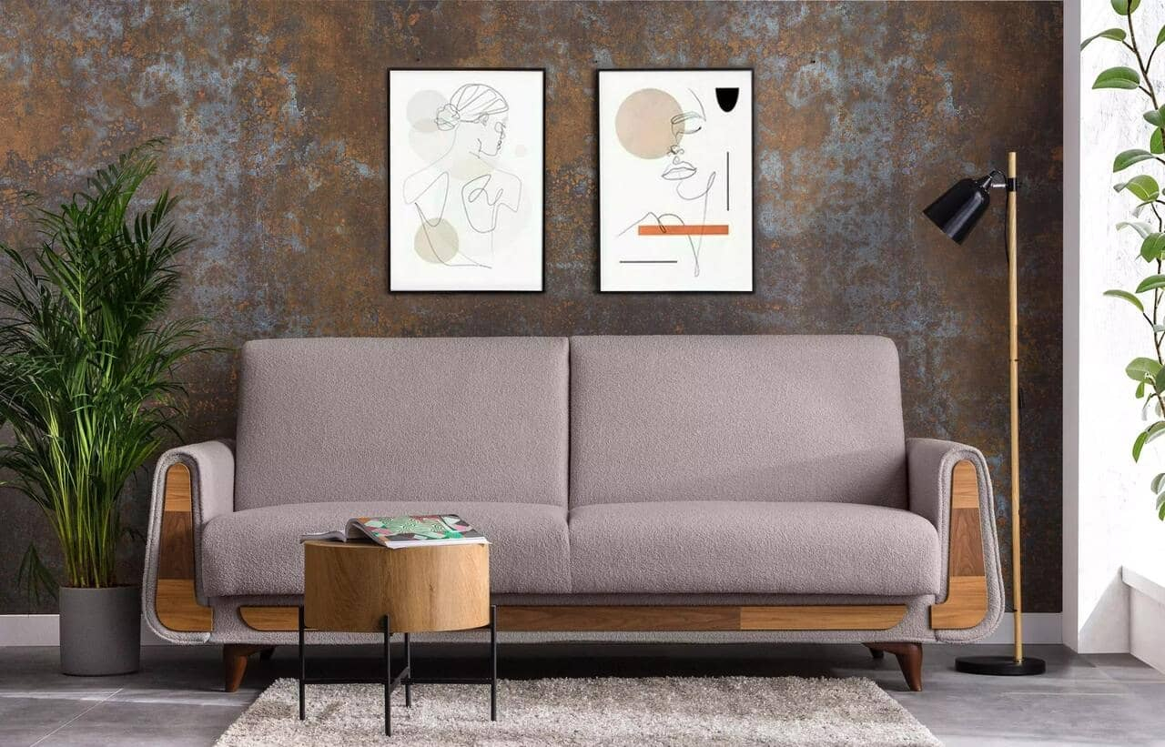 Sofa GUSTA TEDDY, pilka, 230x98x98 cm