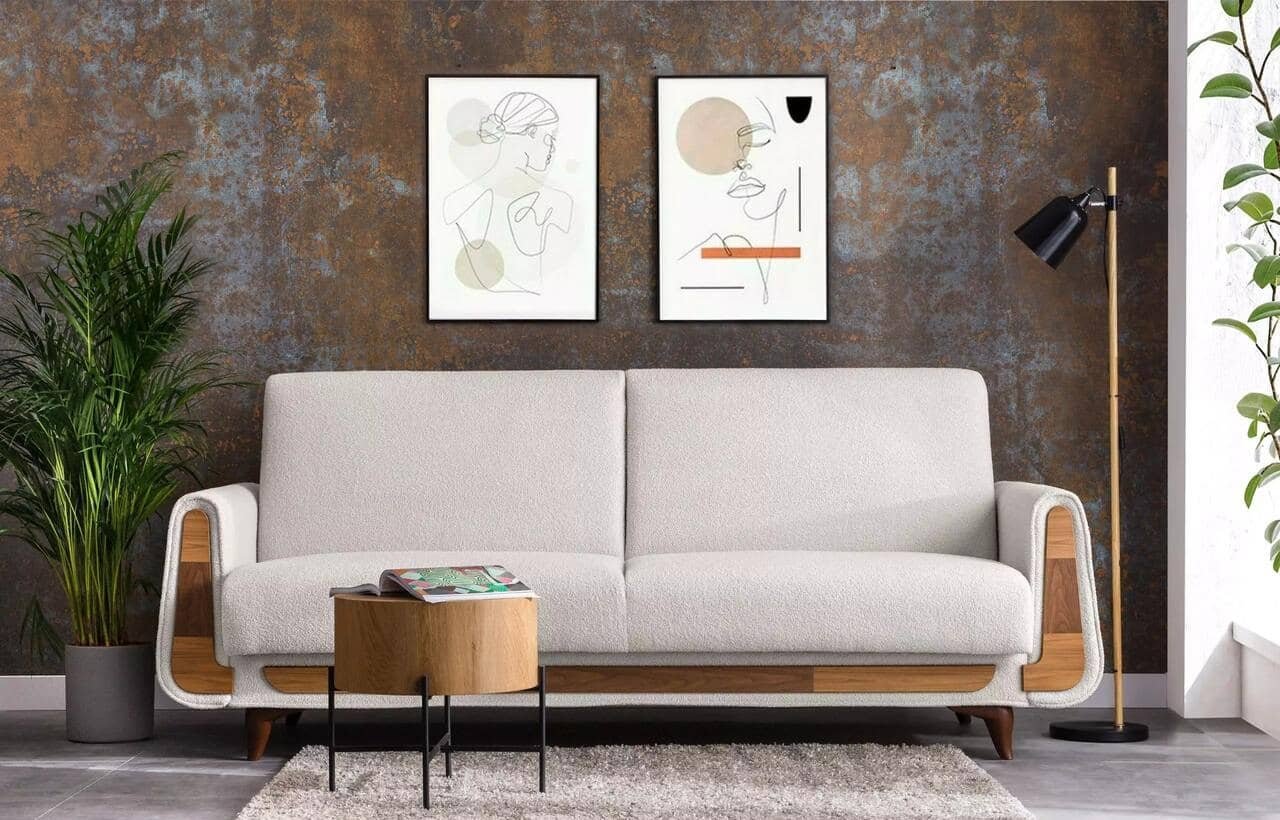 Sofa GUSTA TEDDY, balta, 230x98x98 cm