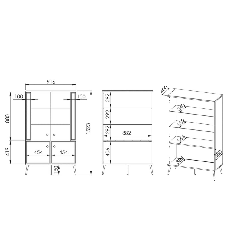 Vitrina ISOR, 92x40x152 cm