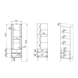 Siaura vitrina ISOR, 55x40x190 cm