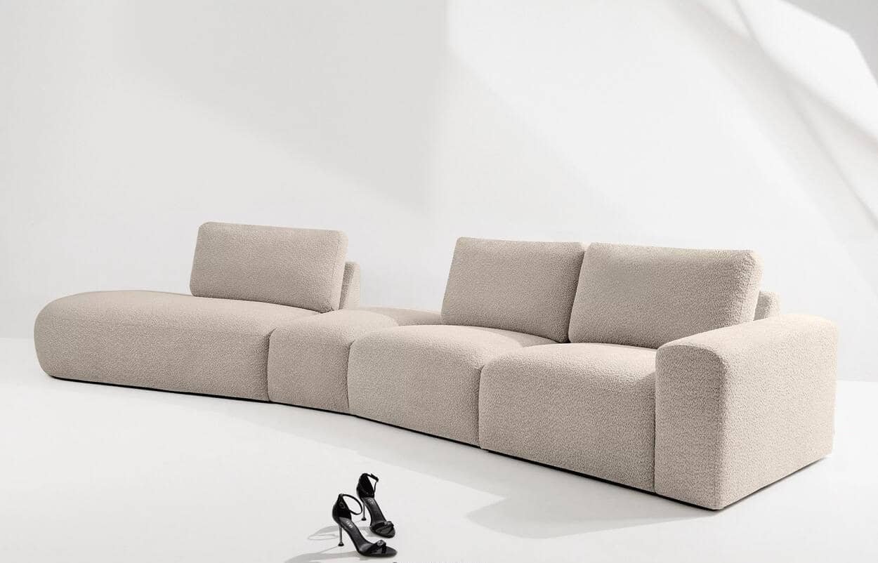 Kampinė sofa ZUCO, smėlio, kairinė/dešininė, 430x105x84 cm