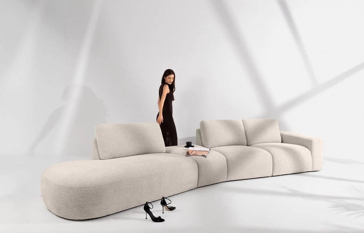 Kampinė sofa ZUCO, smėlio, kairinė/dešininė, 430x105x84 cm