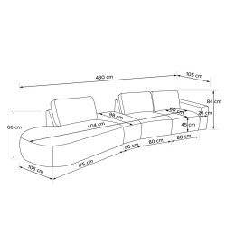 Kampinė sofa ZUCO, ecru, kairinė/dešininė, 430x105x84 cm