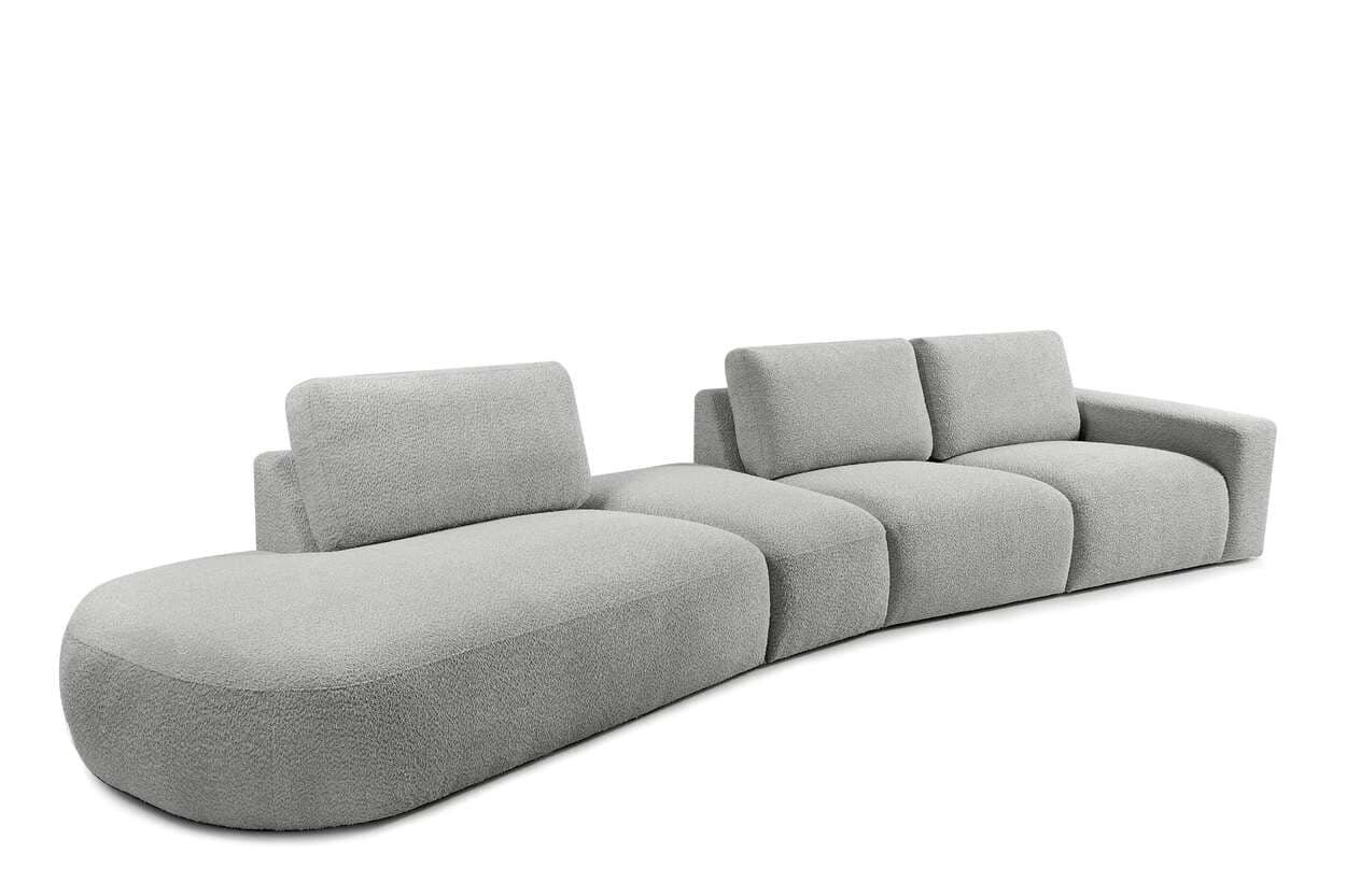 Kampinė sofa ZUCO, pelenų, kairinė/dešininė, 430x105x84 cm