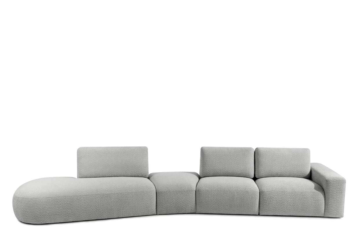 Kampinė sofa ZUCO, pelenų, kairinė/dešininė, 430x105x84 cm