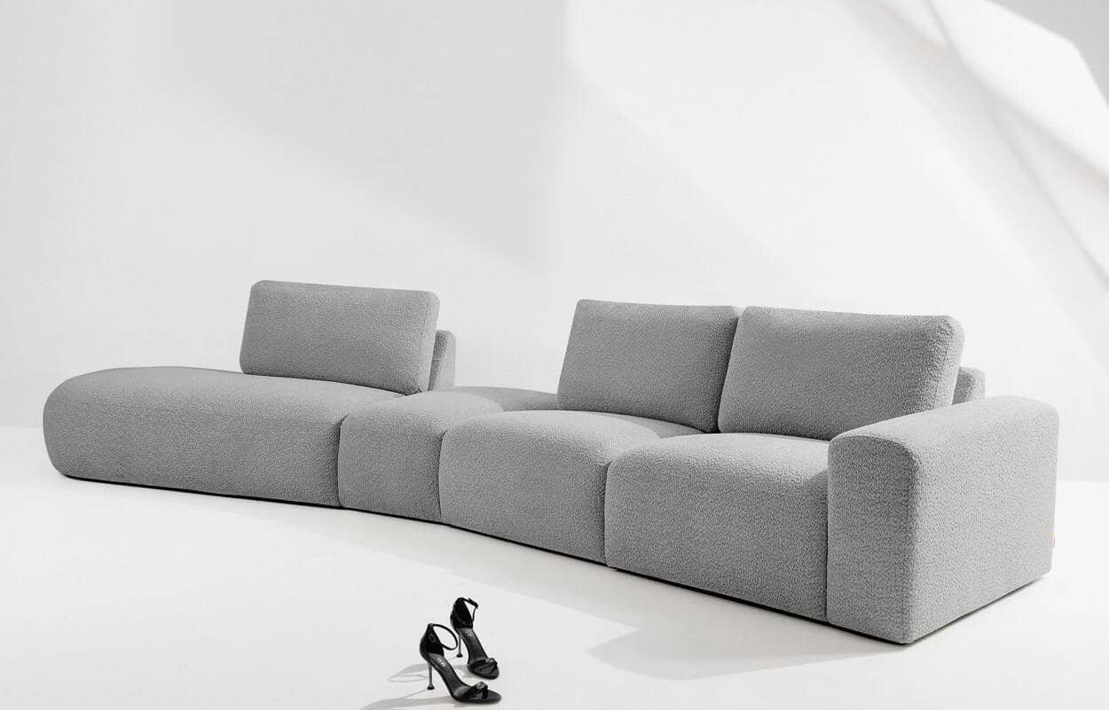 Kampinė sofa ZUCO, pelenų, kairinė/dešininė, 430x105x84 cm