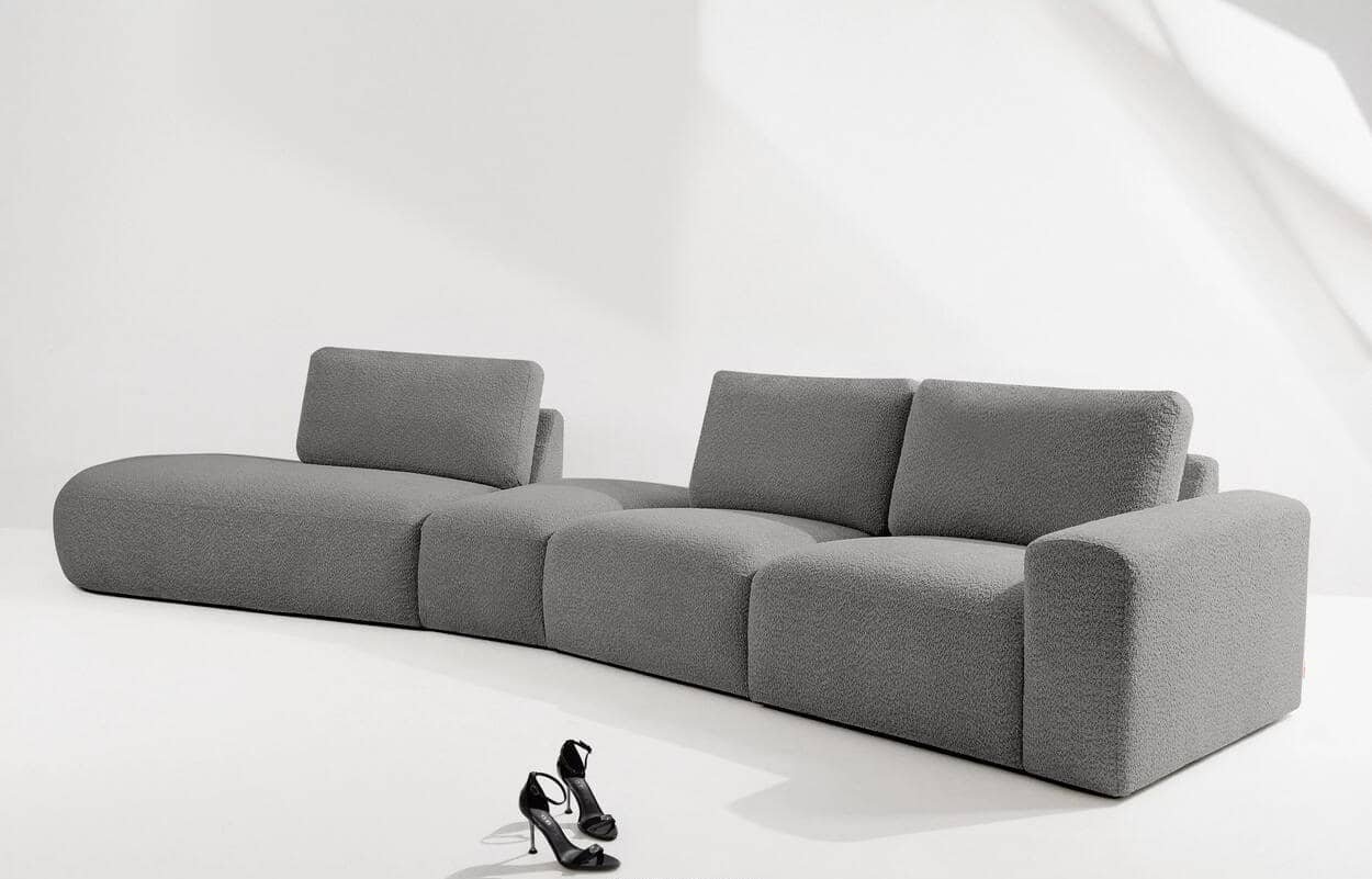 Kampinė sofa ZUCO, pilka, kairinė/dešininė, 430x105x84 cm