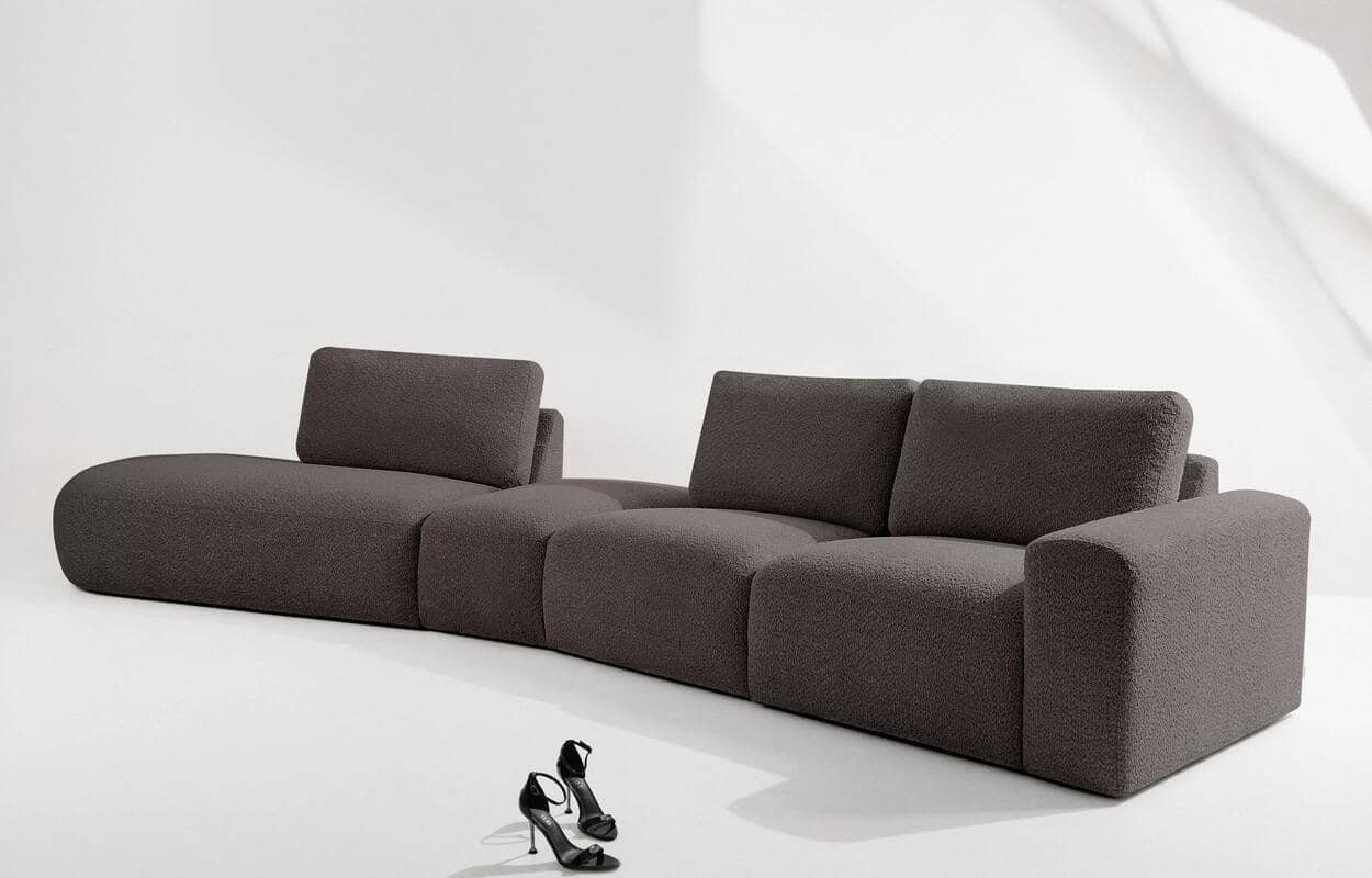 Kampinė sofa ZUCO, ruda, kairinė/dešininė, 430x105x84 cm