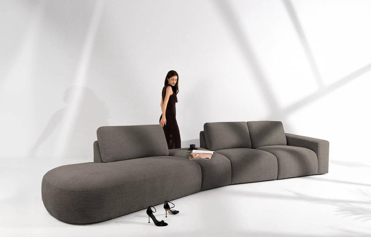 Kampinė sofa ZUCO, ruda, kairinė/dešininė, 430x105x84 cm