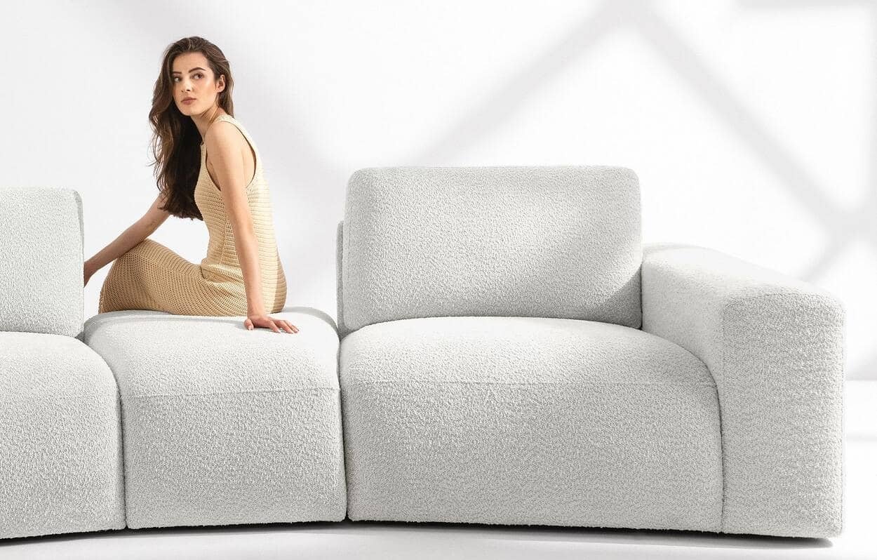 Kampinė sofa ZUCO, ecru, kairinė/dešininė, 350x105x84 cm