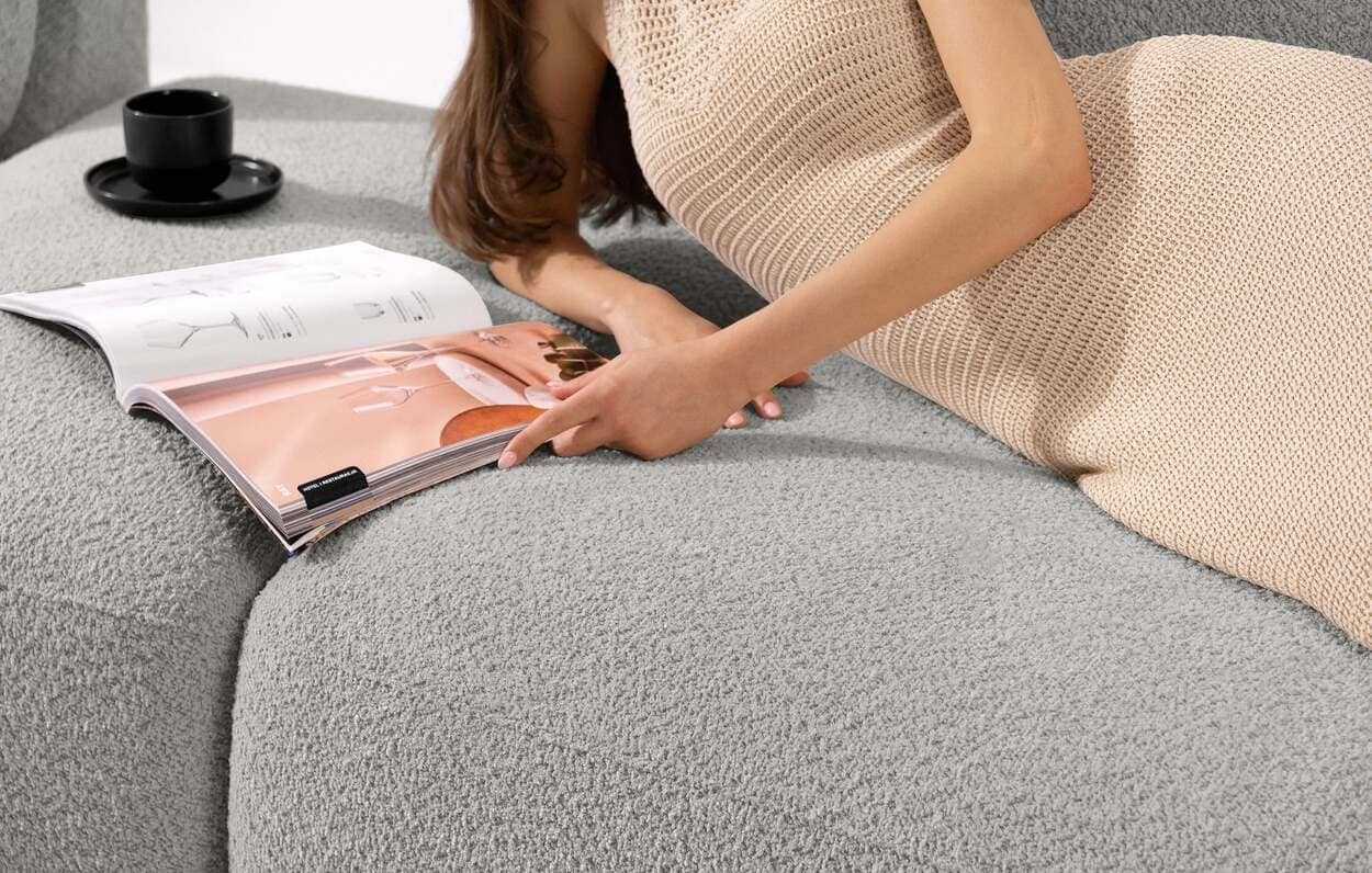 Kampinė sofa ZUCO, pelenų, kairinė/dešininė, 350x105x84 cm