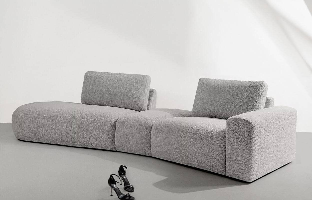 Kampinė sofa ZUCO, pelenų, kairinė/dešininė, 350x105x84 cm