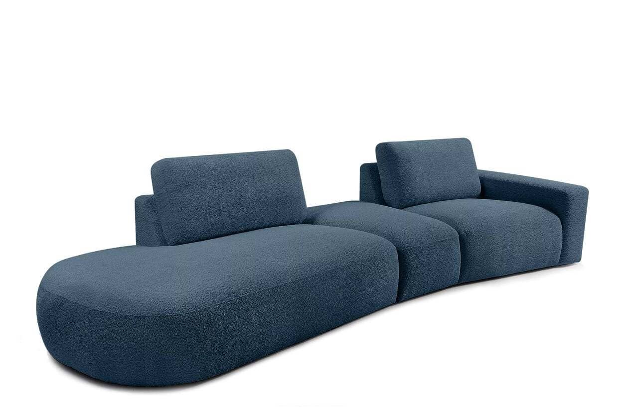 Kampinė sofa ZUCO, mėlyna, kairinė/dešininė, 350x105x84 cm