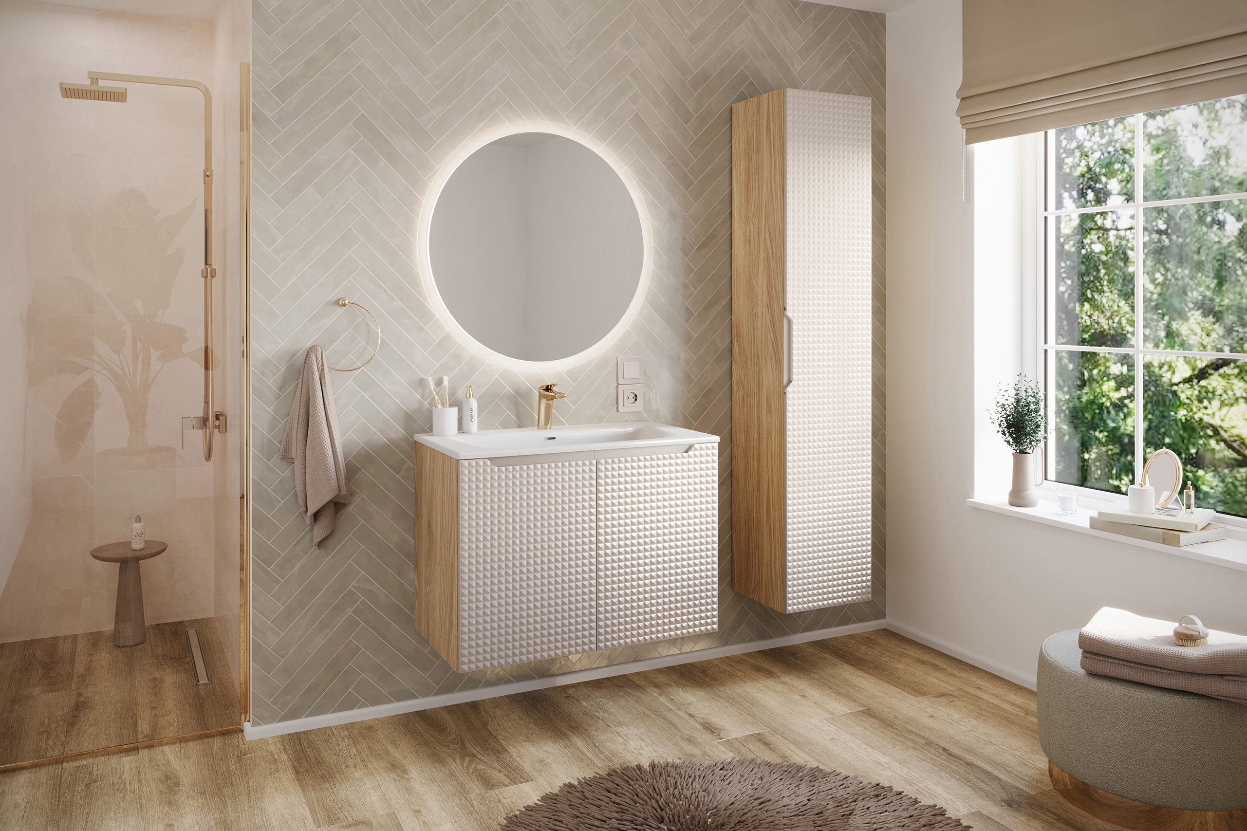 Pakabinama vonios spintelė su praustuvu 826 LUXOR BEIGE