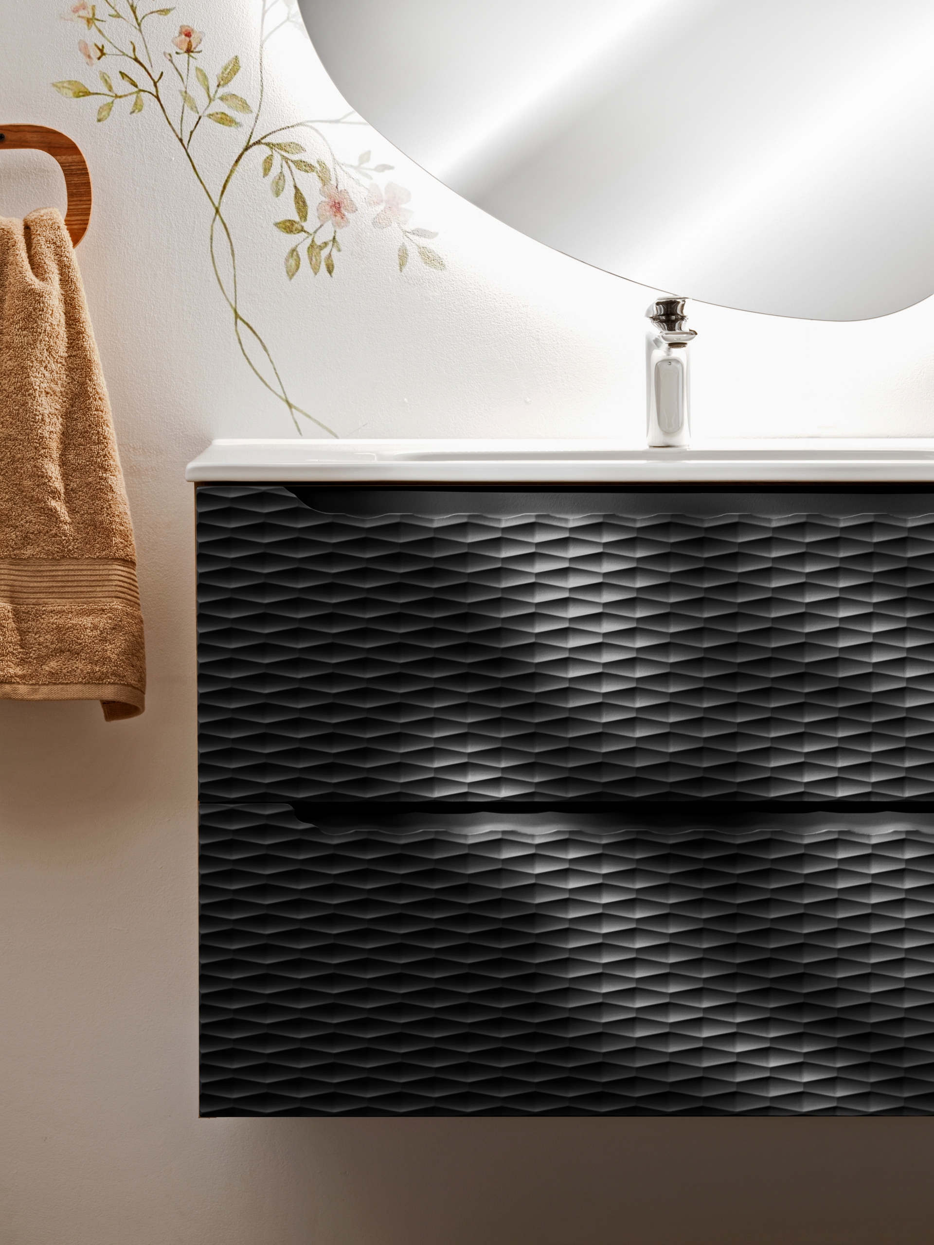 Pakabinama vonios spintelė su praustuvu 829 OCEAN NERO