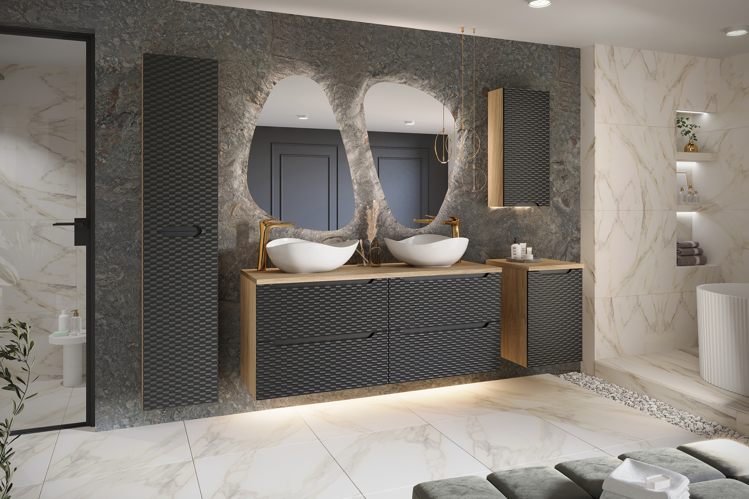 Pakabinama vonios spintelė su stalviršiumi 829 OCEAN NERO