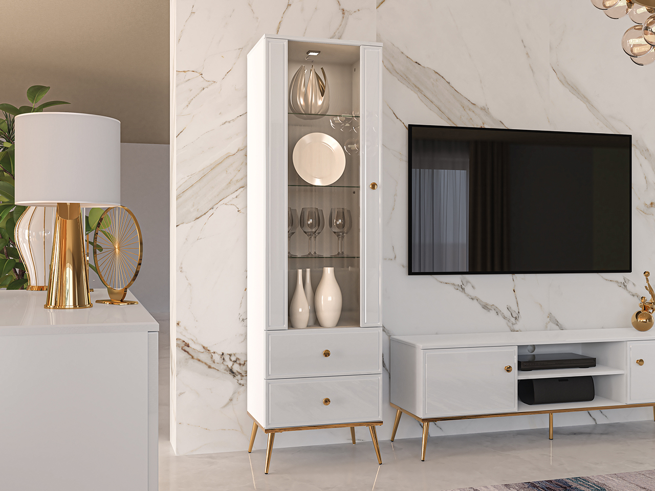 Siaura vitrina ISOR, 55x40x190 cm