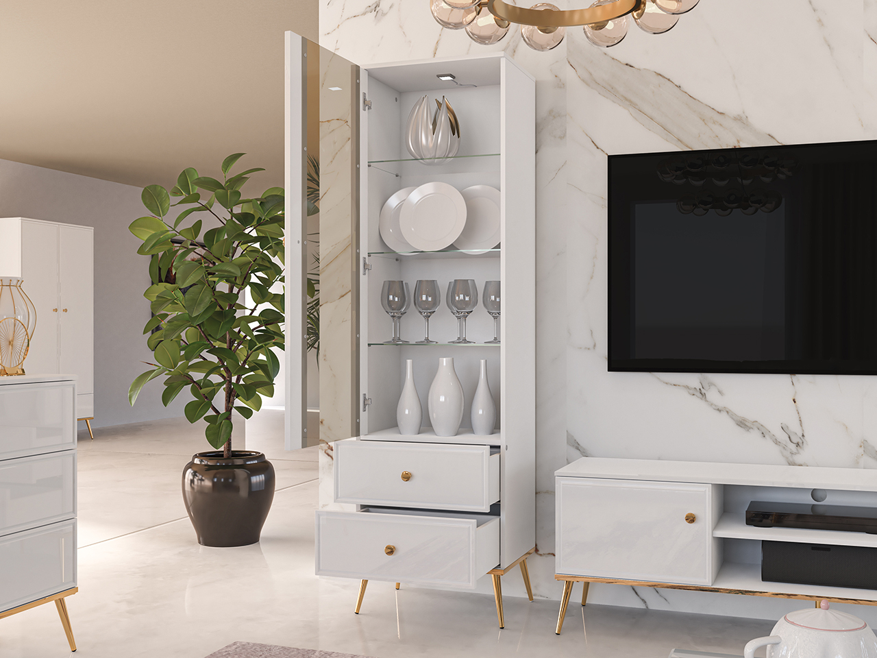 Siaura vitrina ISOR, 55x40x190 cm