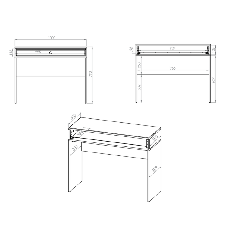 Kosmetinis stalas ISOR, 100x40x79 cm