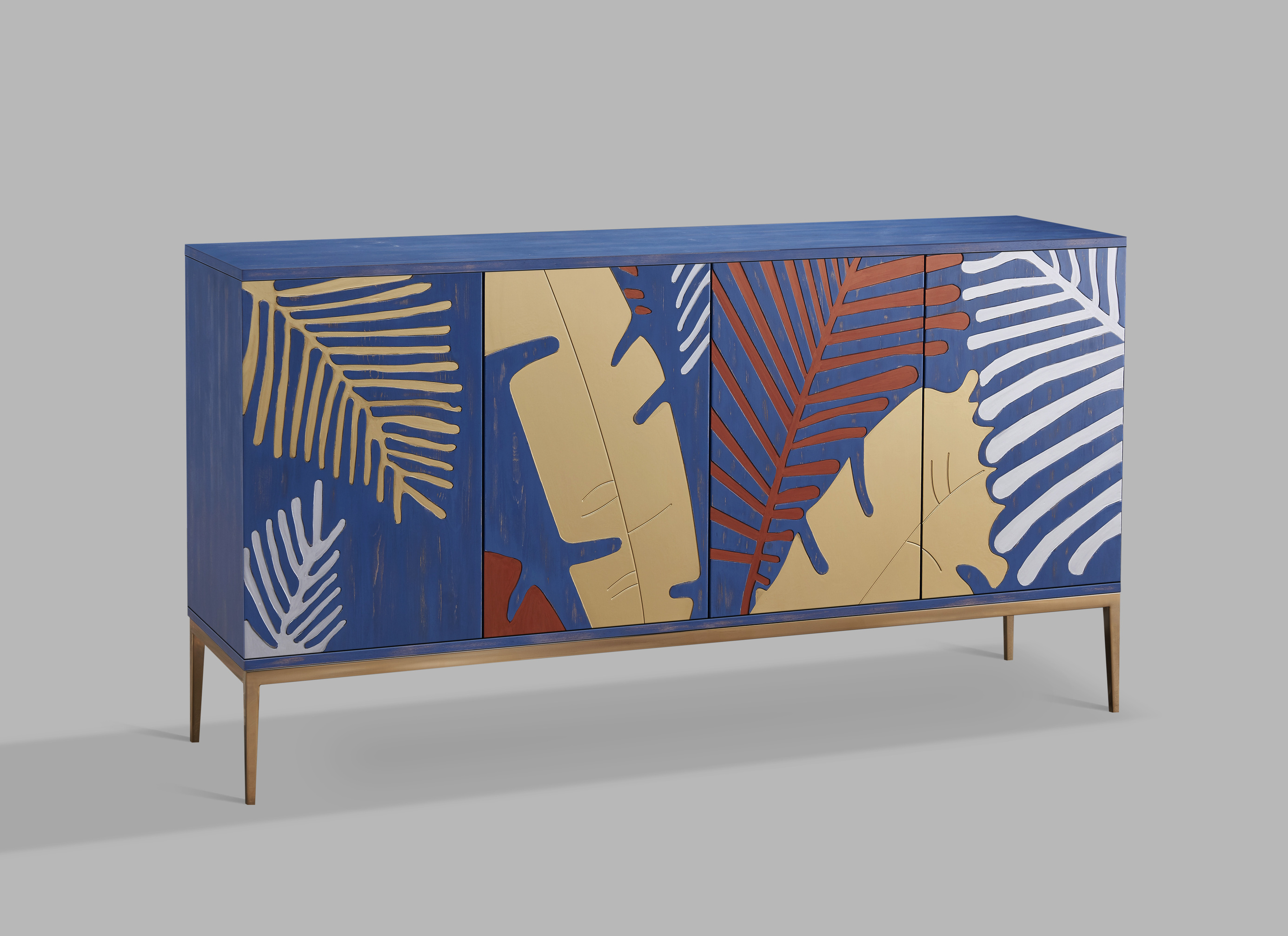 Spintelė STILI, mėlyna-aukso, 160x40x86 cm