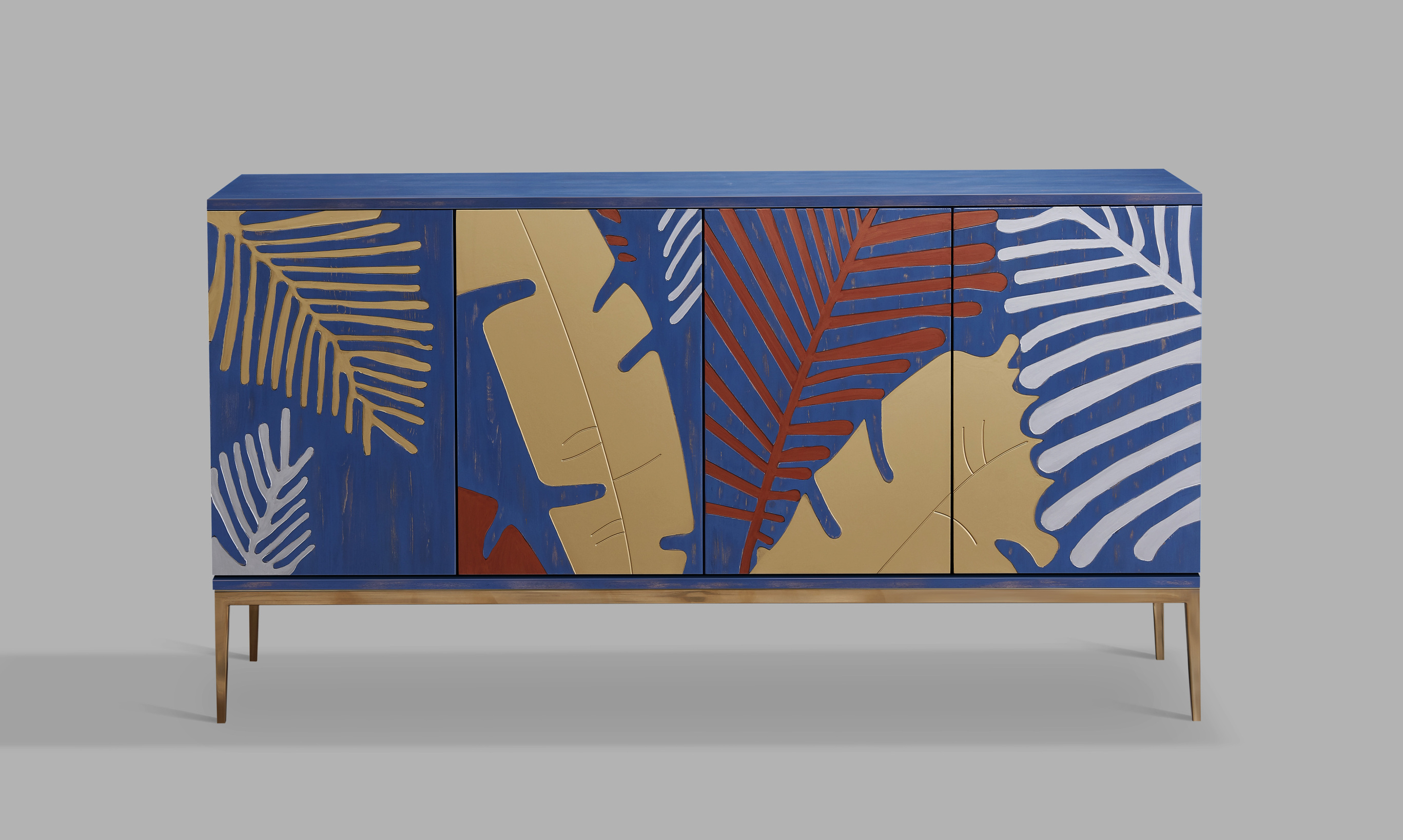 Spintelė STILI, mėlyna-aukso, 160x40x86 cm
