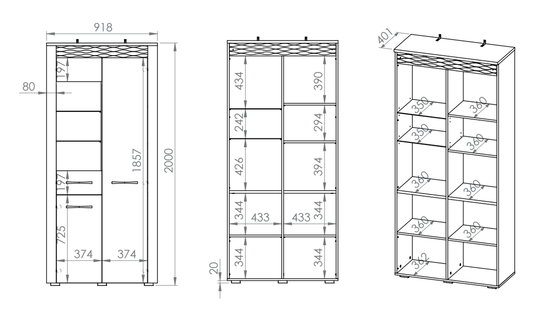 Vitrina VANO, 92x40x200 cm