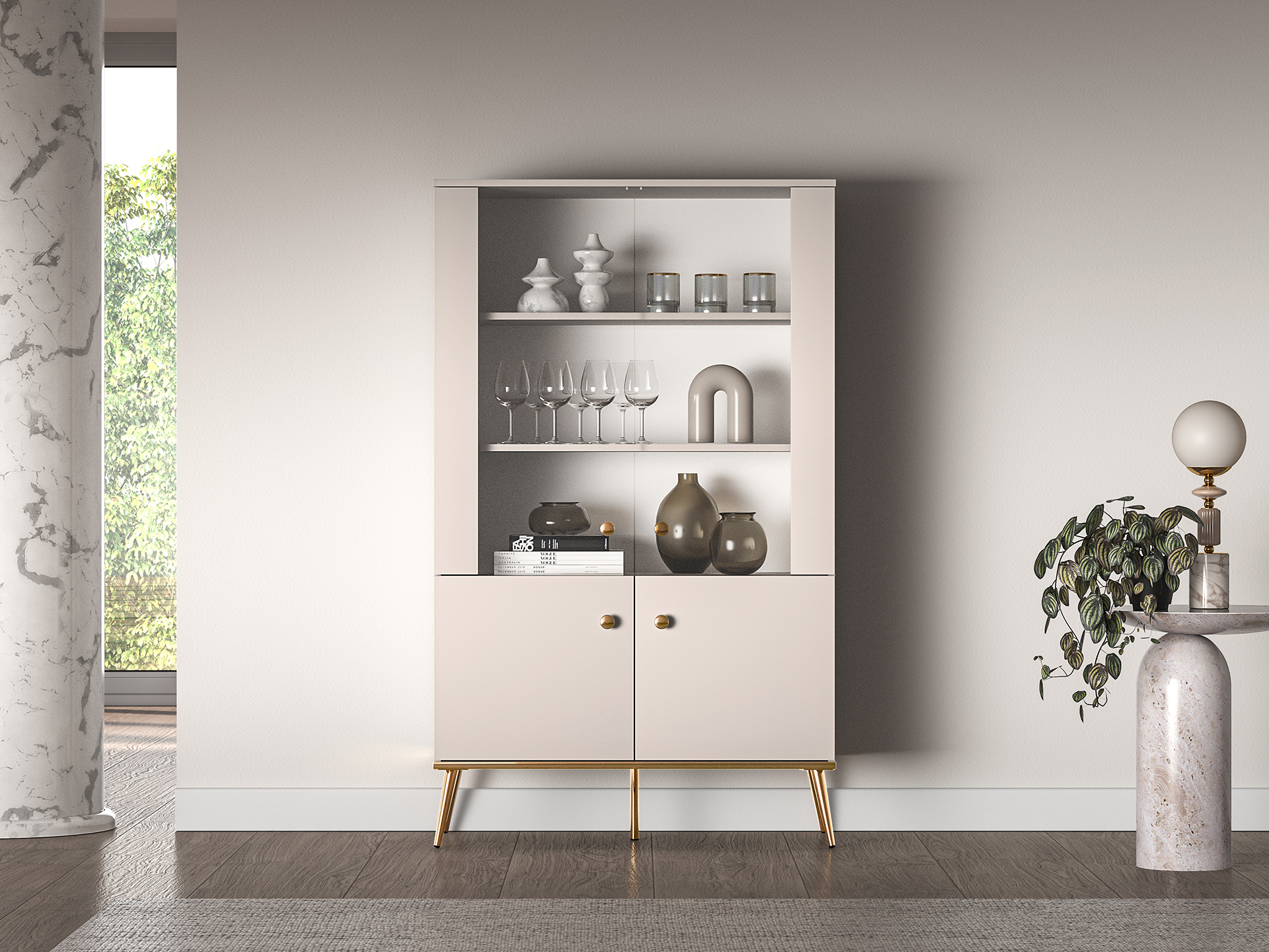 Dvidurė vitrina SELGA, 92x40x152 cm