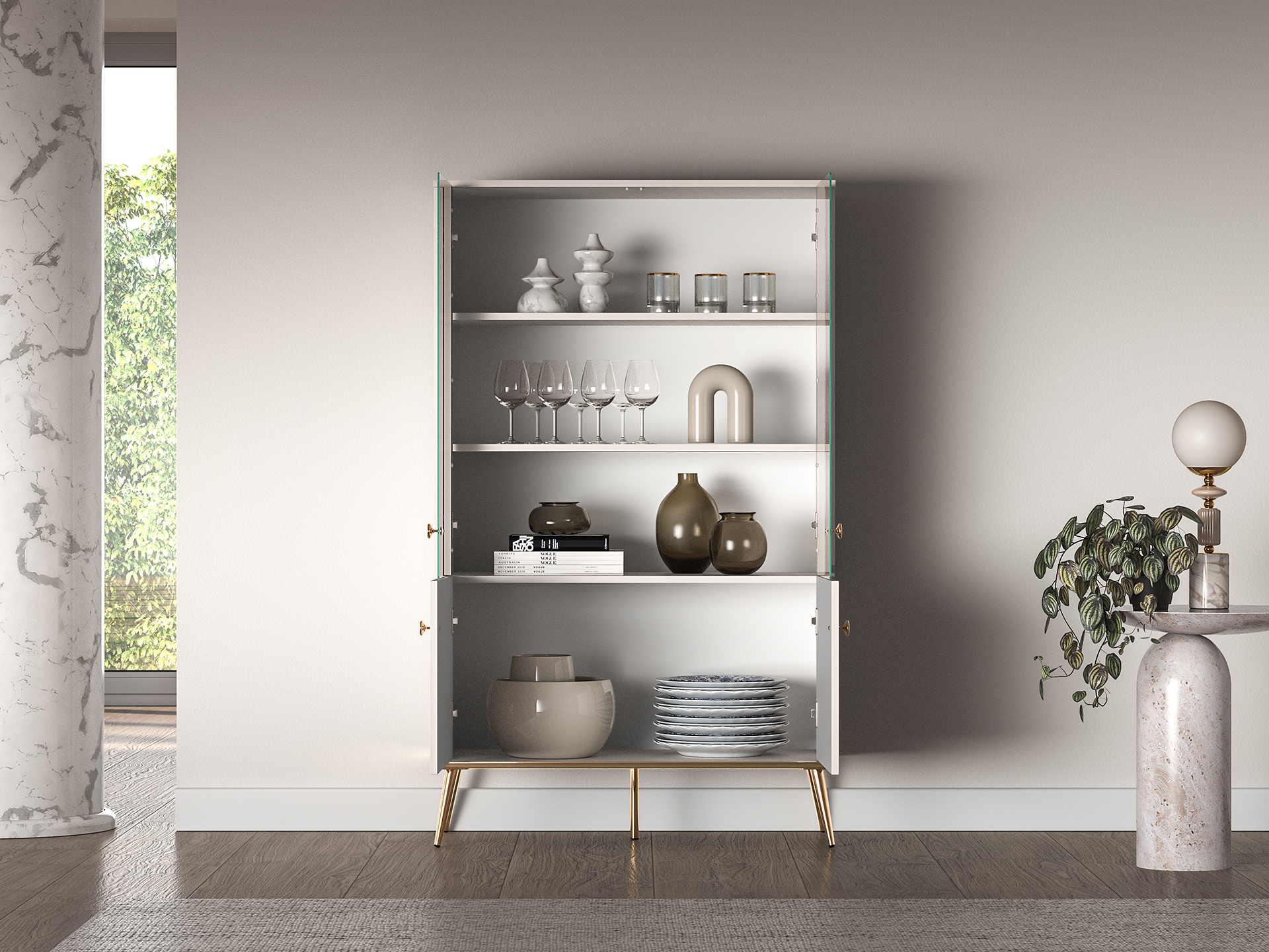 Dvidurė vitrina SELGA, 92x40x152 cm