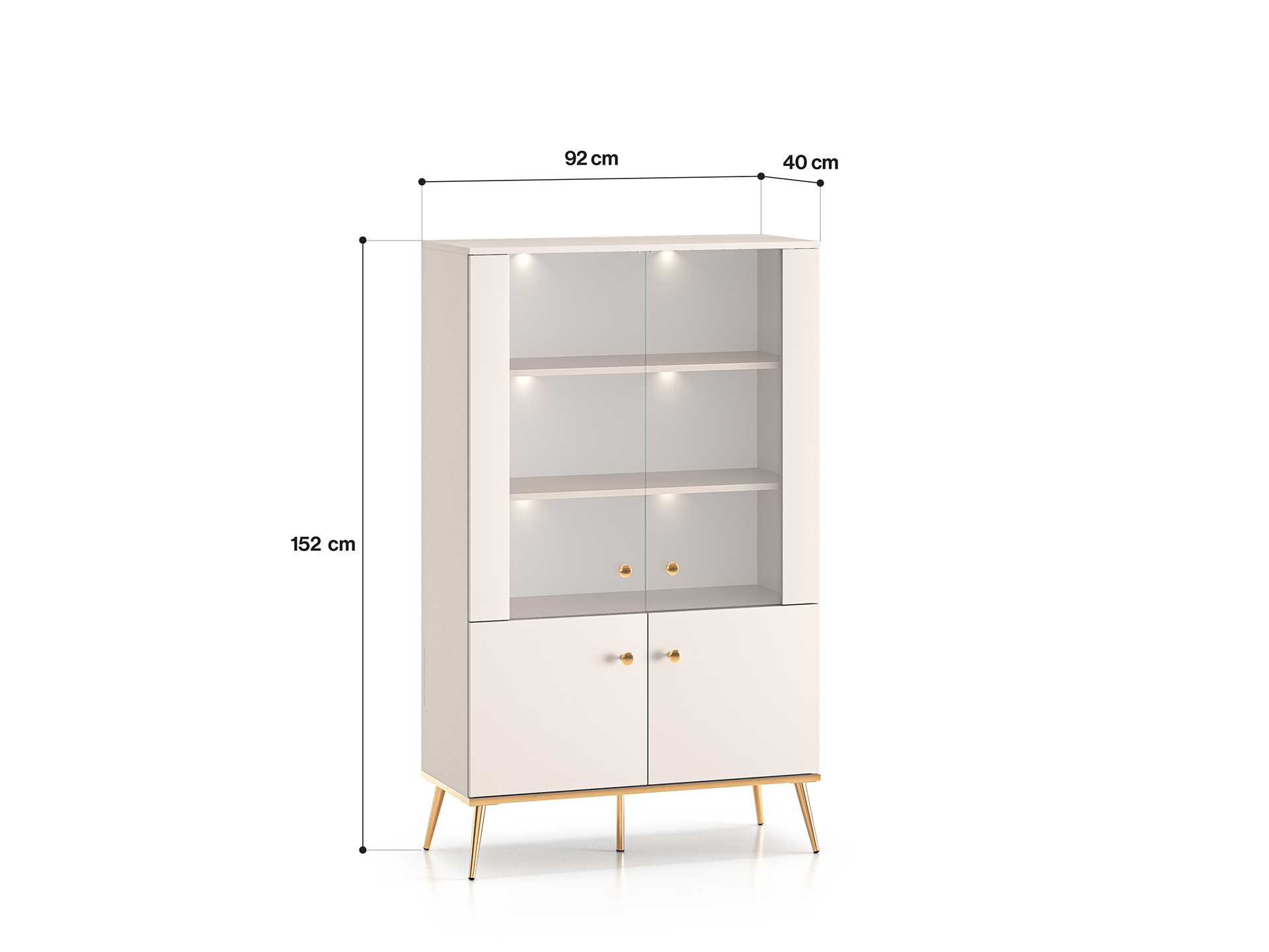 Dvidurė vitrina SELGA, 92x40x152 cm