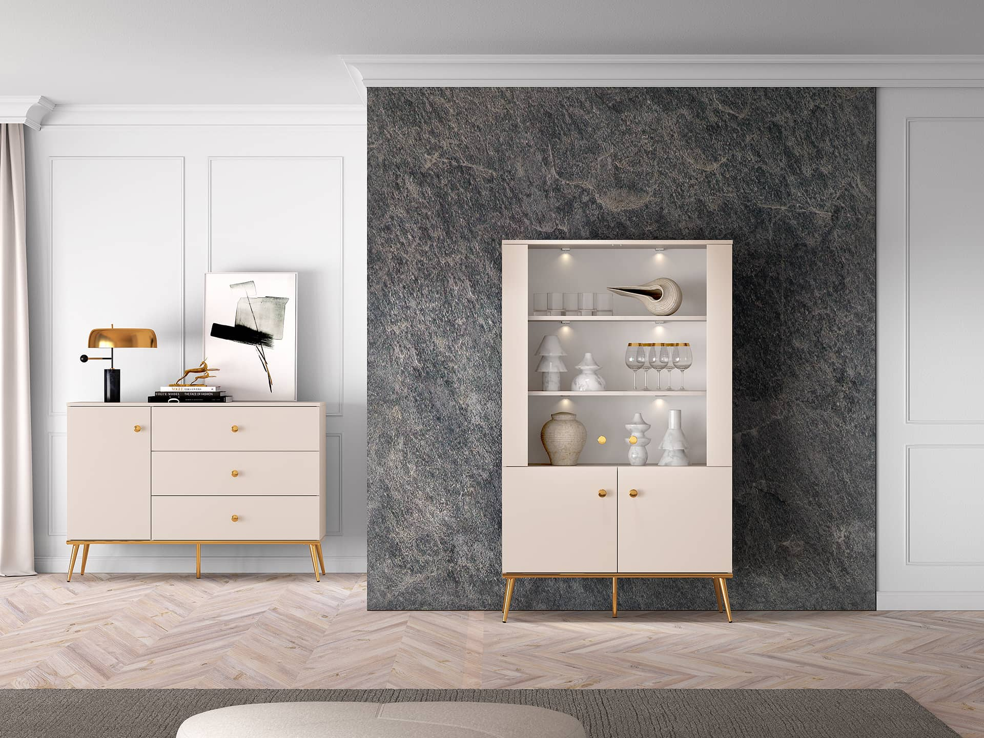 Dvidurė vitrina SELGA, 92x40x152 cm