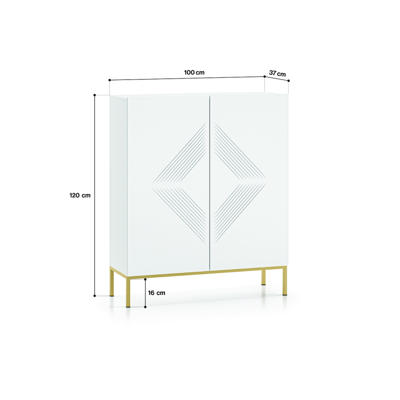 Spintelė CLARI, aukso pagrindas, 100x37x120 cm