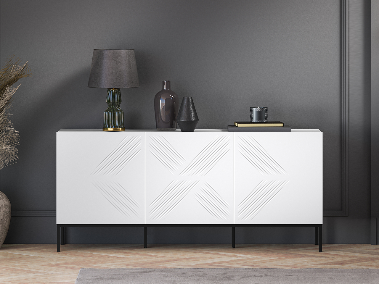 Spintelė CLARI, juodas pagrindas, 170x37x77 cm