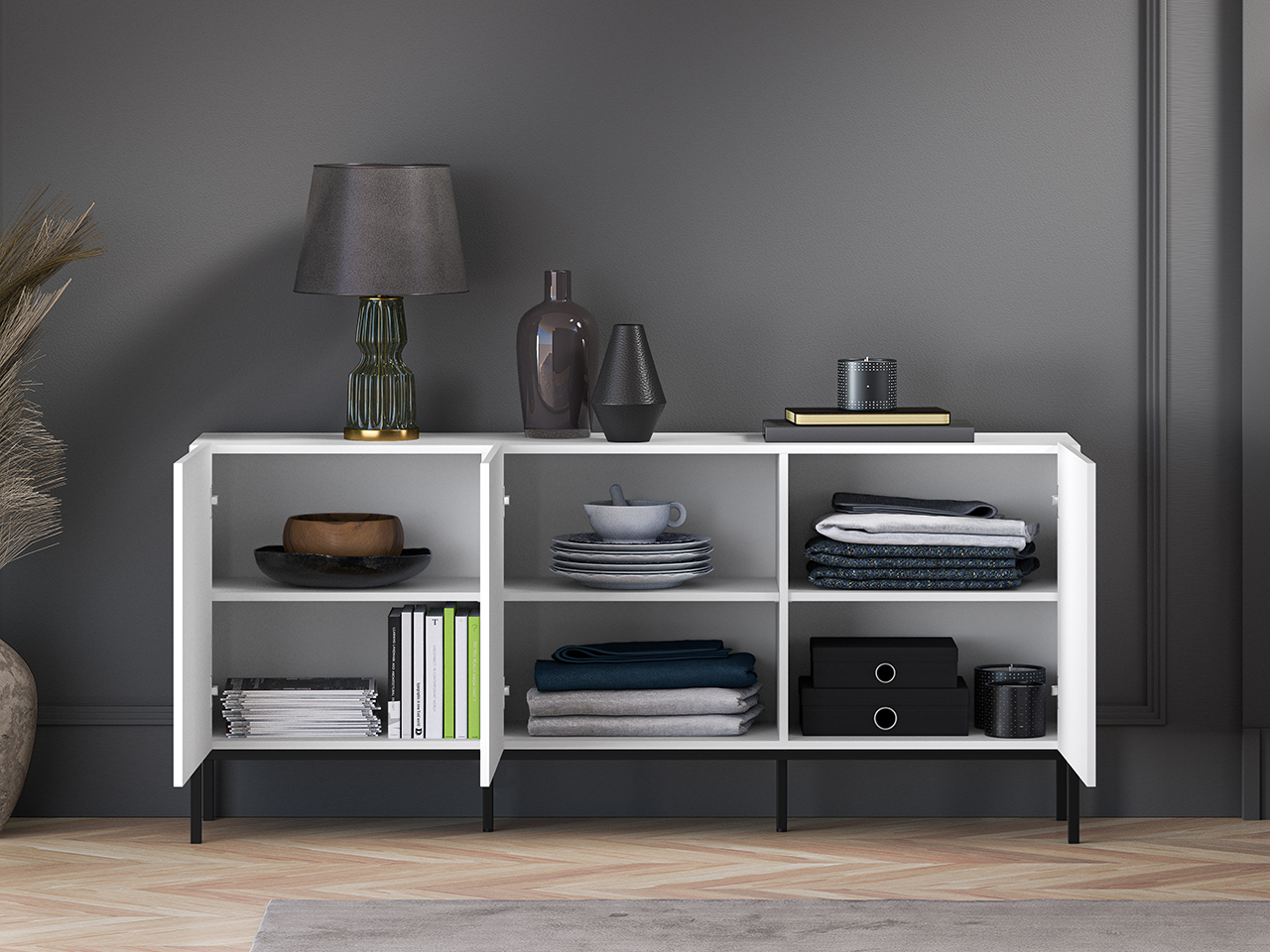 Spintelė CLARI, juodas pagrindas, 170x37x77 cm